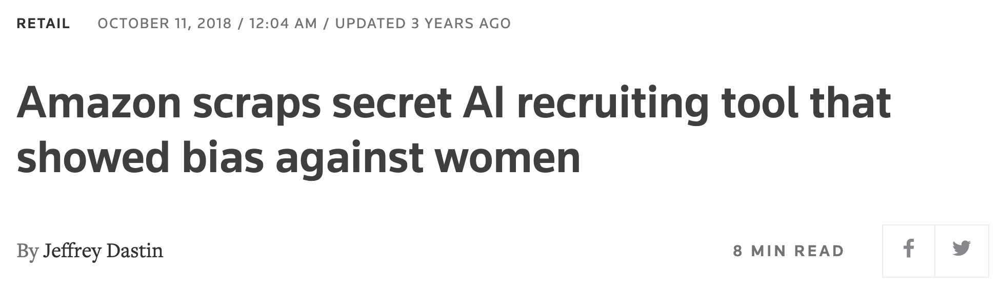 Amazon scraps secret AI recruiting tool that showed bias against women